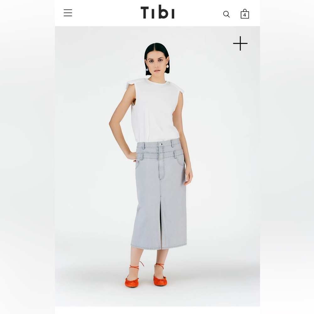 Tibi Double Waist Denim Gray skirt size 27